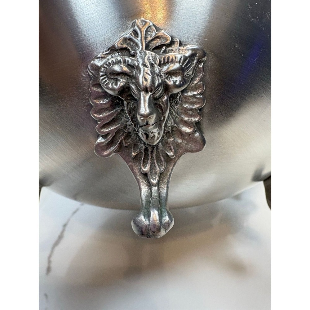 Boardman Pewter Tea Coffee Set‎ 3pc Rams Head Feet Teapot Sugar Creamer - Picture 4 of 12